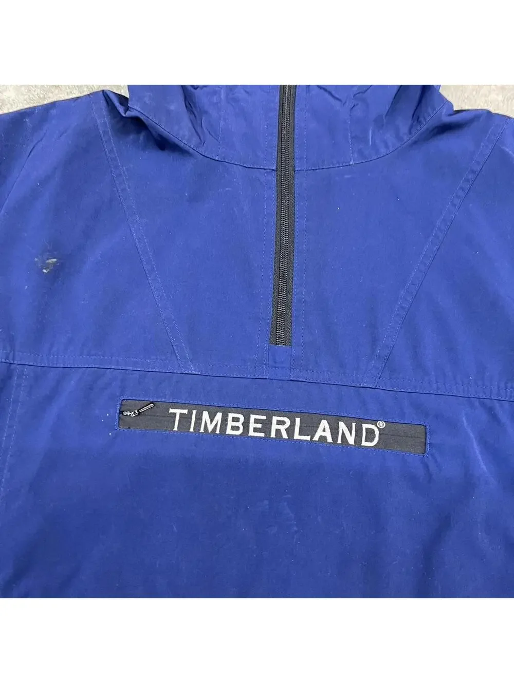 vintage timberland performance navy blue anorak jacket size medium